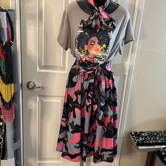 Camouflage Pink, Gray and Black Maxi Skirt! - Picture 13 of 16